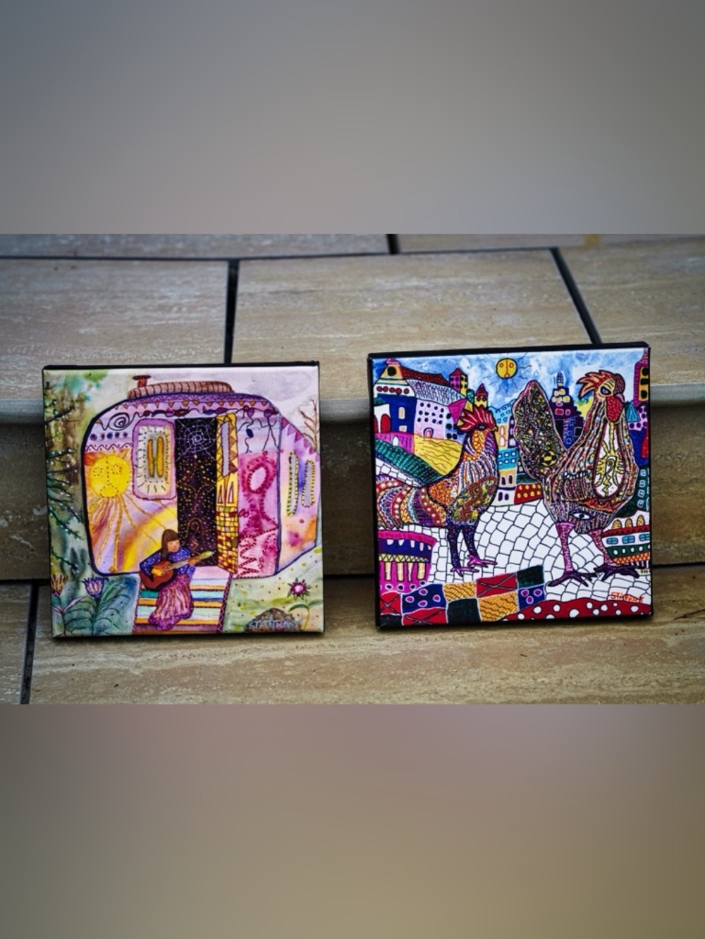 Beautiful Starroot Visionary Folk Art Canvas Giclée Set